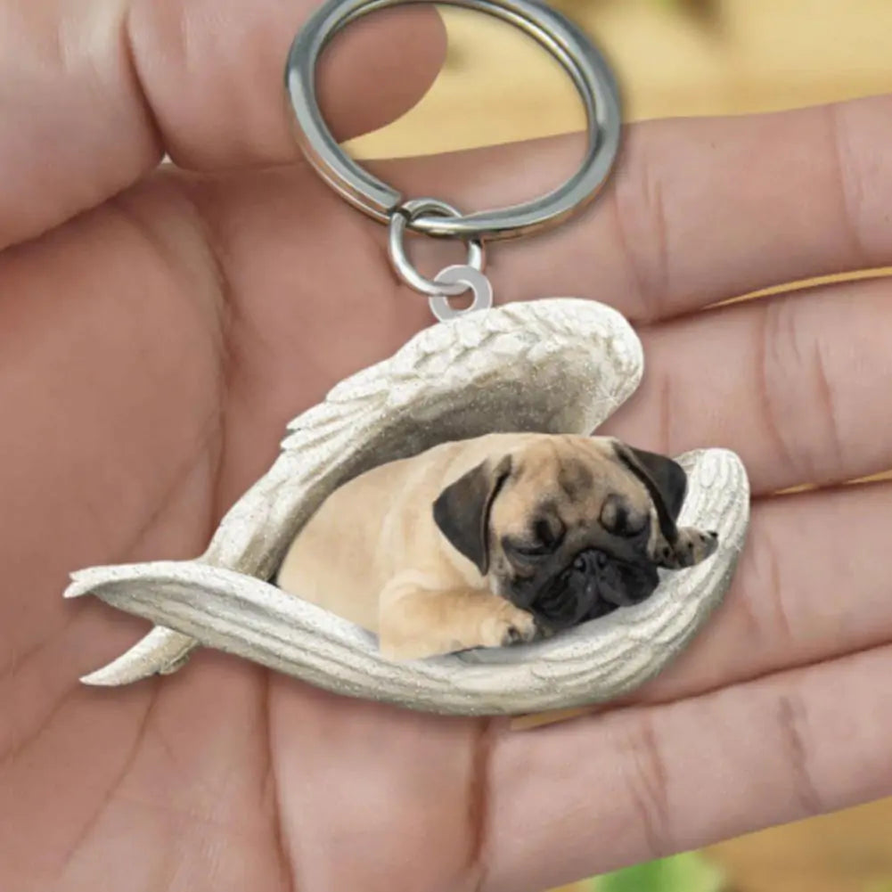 Dog Sleeping Angel Keychains Pfoten Plaza