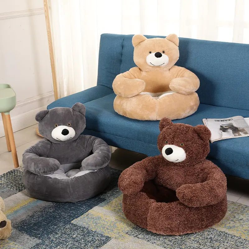 Super Soft Pet Bed Winter Warm Cute Bear Hug Cat Sleeping Mat Plush Large Puppy Dogs Cushion Sofa Comfort Pet Supplies Pfoten Plaza