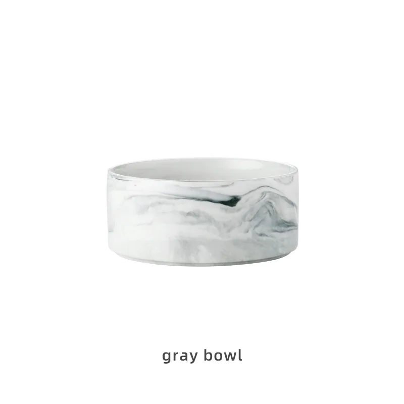 Marbling Ceramic Double Bowl For Pet Pfoten Plaza