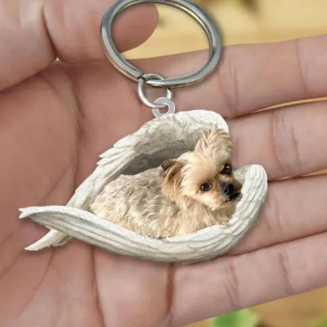 Dog Sleeping Angel Keychains Pfoten Plaza