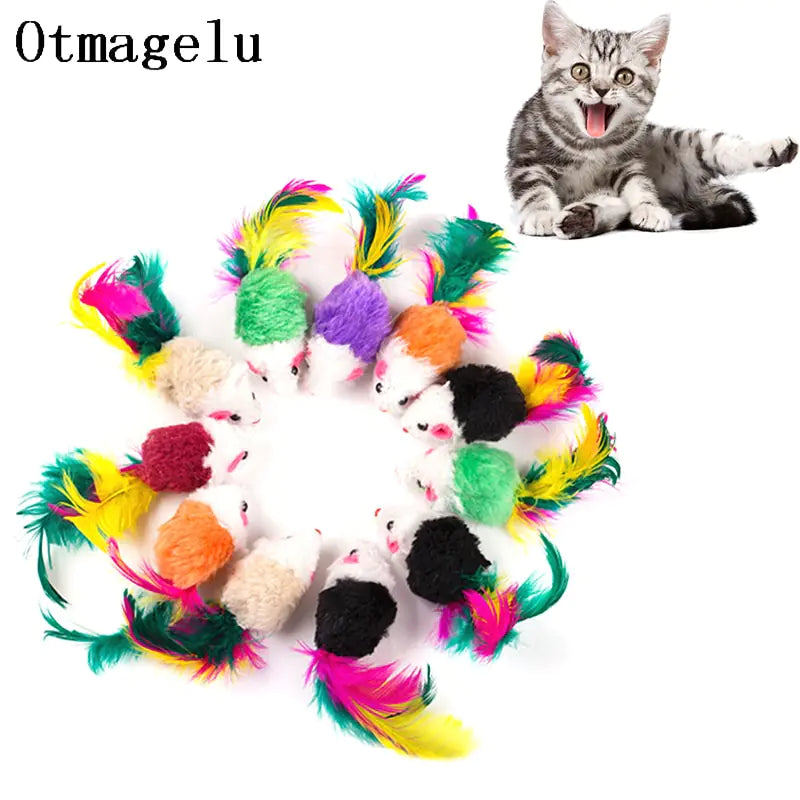 Feathered Fleece Mouse Cat Toys Pfoten Plaza