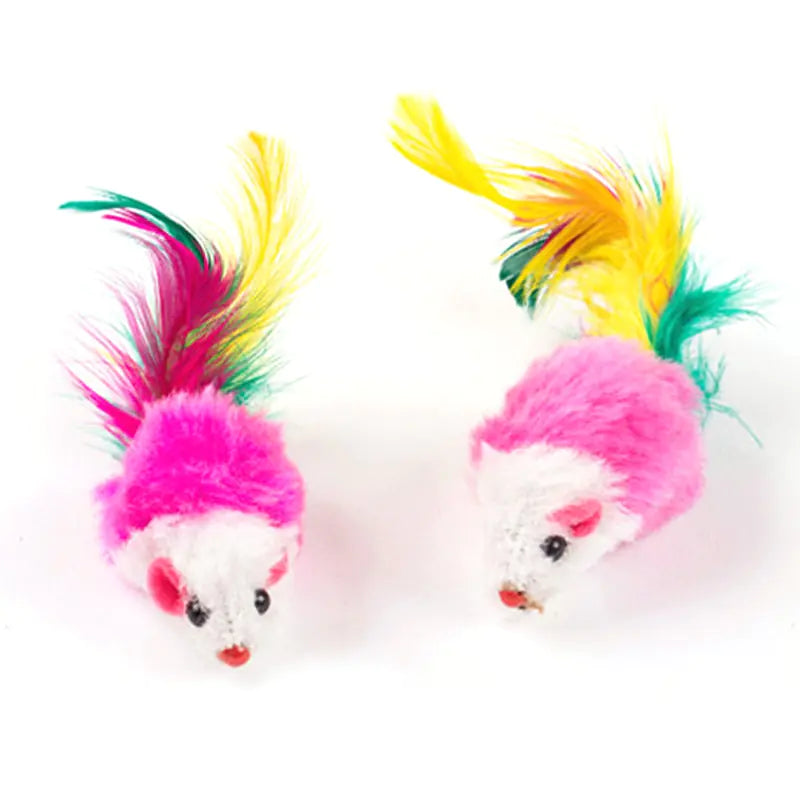 Feathered Fleece Mouse Cat Toys Pfoten Plaza