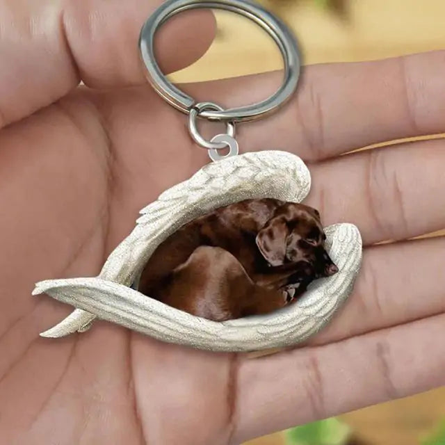 Dog Sleeping Angel Keychains Pfoten Plaza