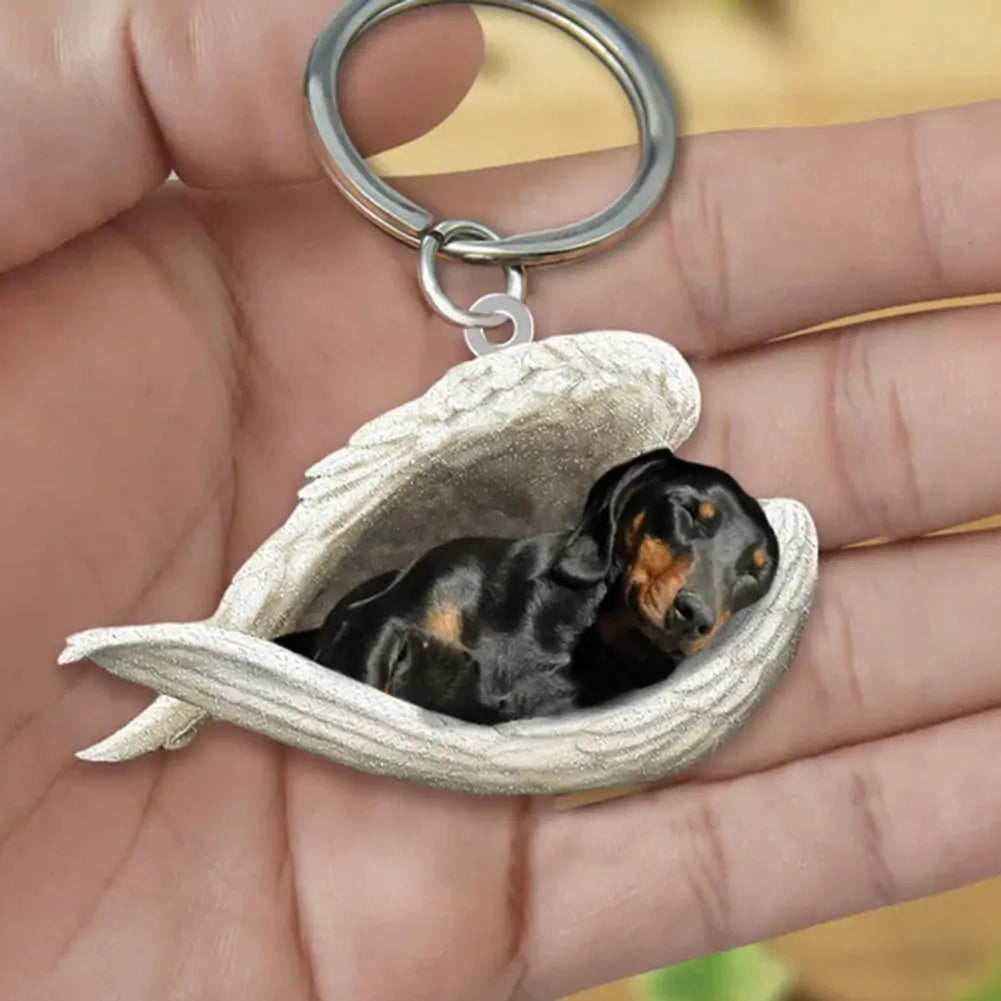 Dog Sleeping Angel Keychains Pfoten Plaza