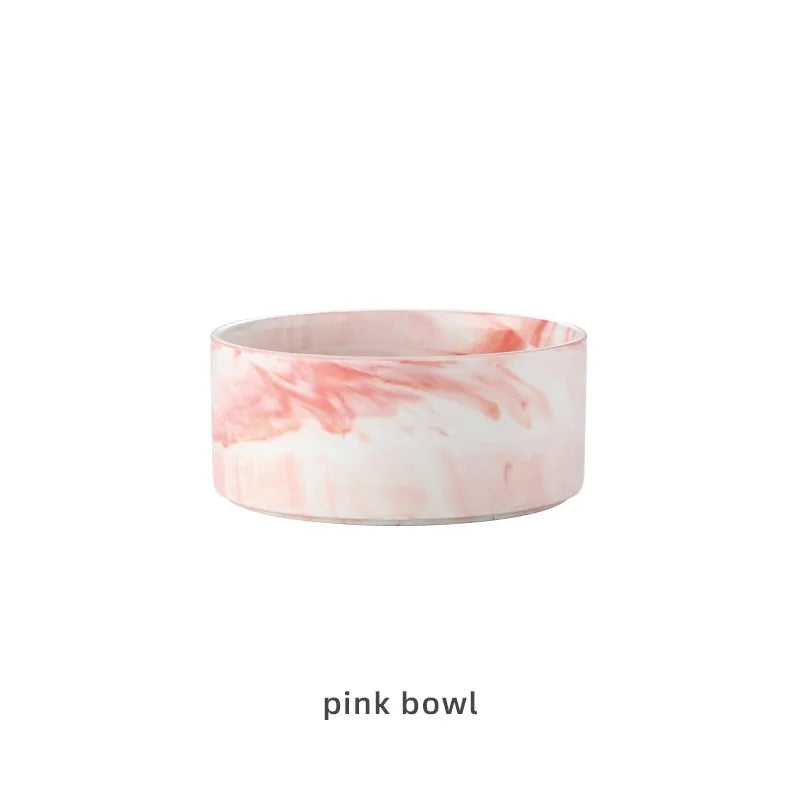 Marbling Ceramic Double Bowl For Pet Pfoten Plaza