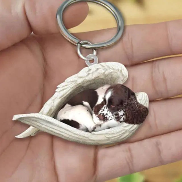 Dog Sleeping Angel Keychains Pfoten Plaza