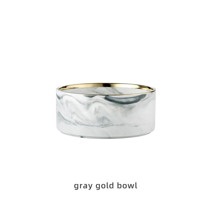 Marbling Ceramic Double Bowl For Pet Pfoten Plaza