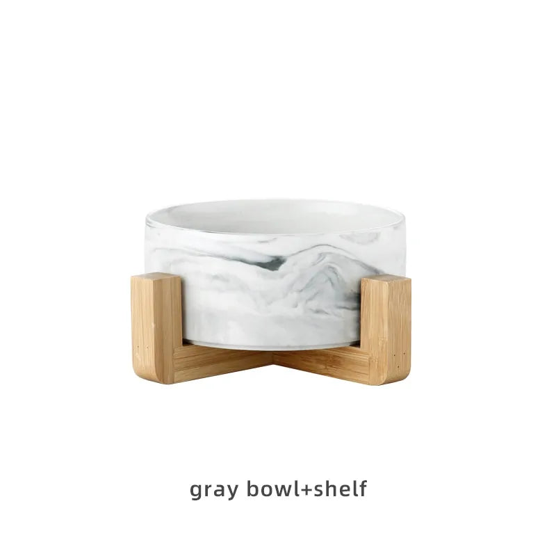 Marbling Ceramic Double Bowl For Pet Pfoten Plaza