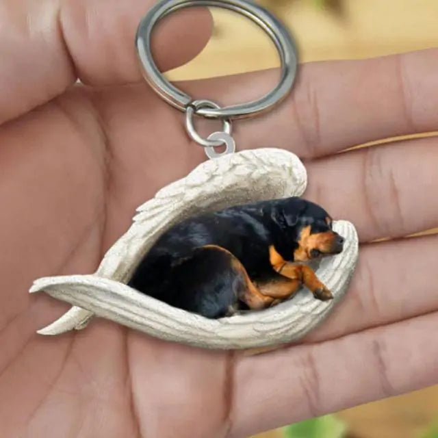 Dog Sleeping Angel Keychains Pfoten Plaza