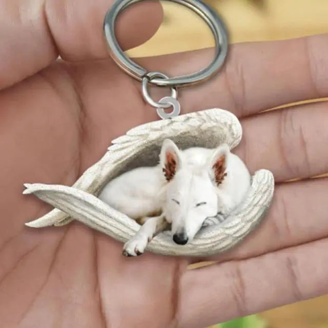 Dog Sleeping Angel Keychains Pfoten Plaza