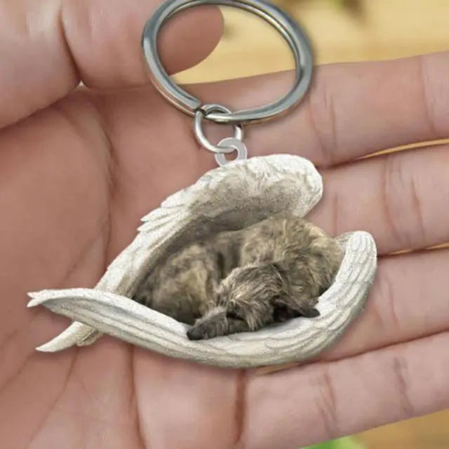 Dog Sleeping Angel Keychains Pfoten Plaza