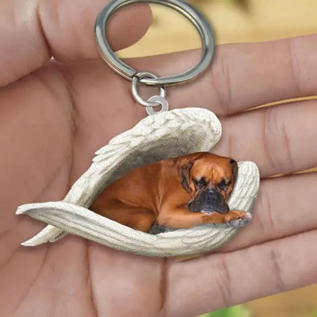 Dog Sleeping Angel Keychains Pfoten Plaza