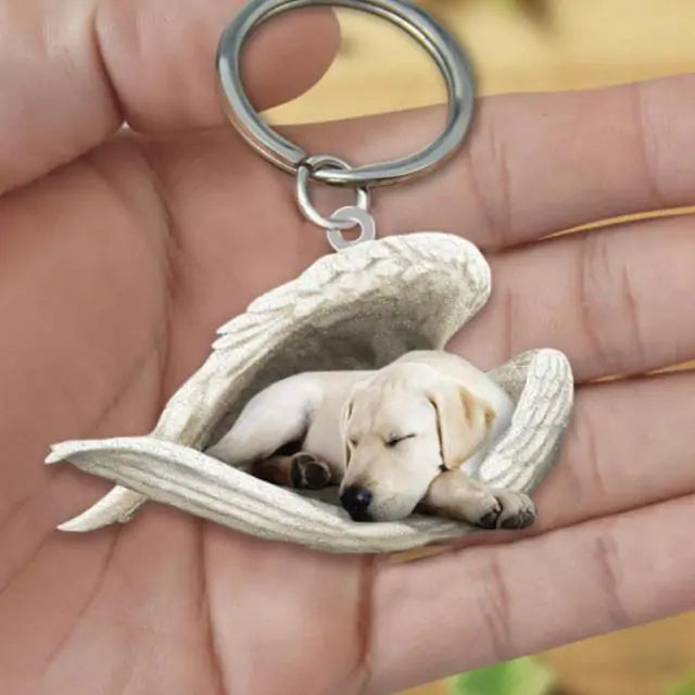 Dog Sleeping Angel Keychains Pfoten Plaza