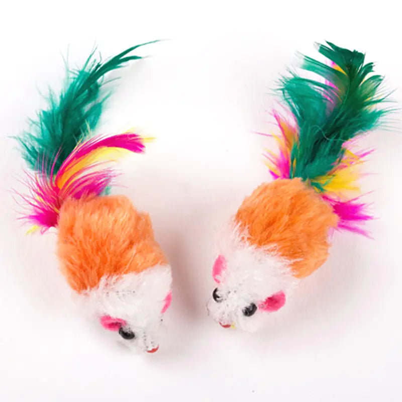 Feathered Fleece Mouse Cat Toys Pfoten Plaza