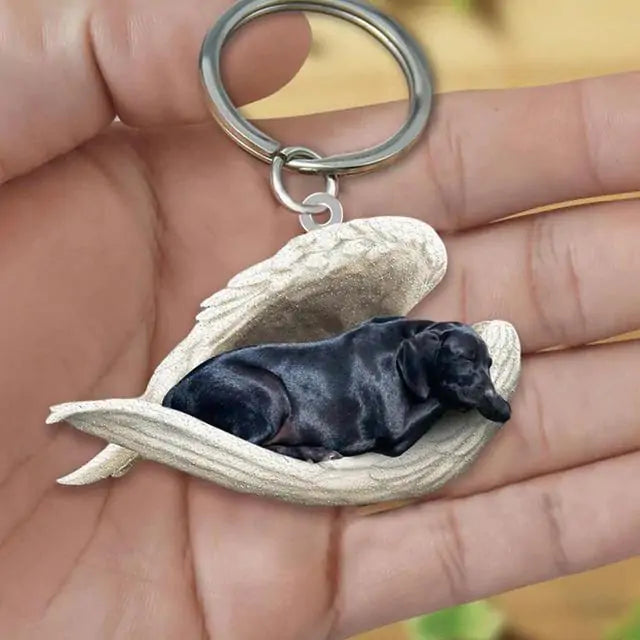 Dog Sleeping Angel Keychains Pfoten Plaza