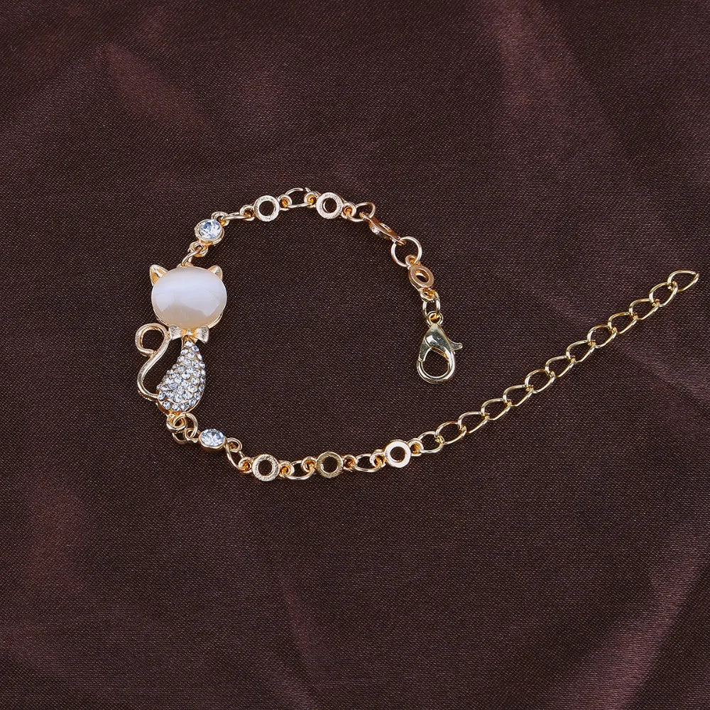 Rose Gold Alloy Lovely Cat Bracelets Pfoten Plaza