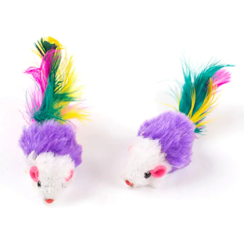 Feathered Fleece Mouse Cat Toys Pfoten Plaza