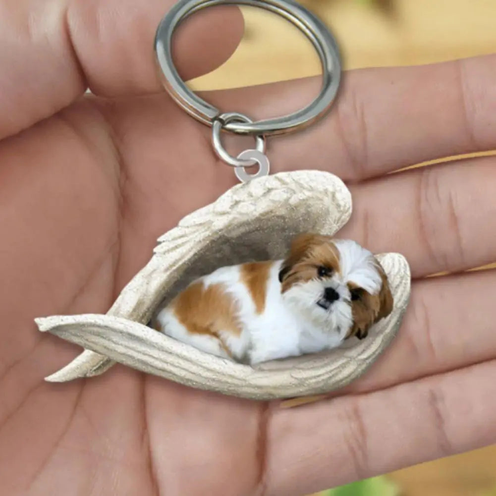 Dog Sleeping Angel Keychains Pfoten Plaza