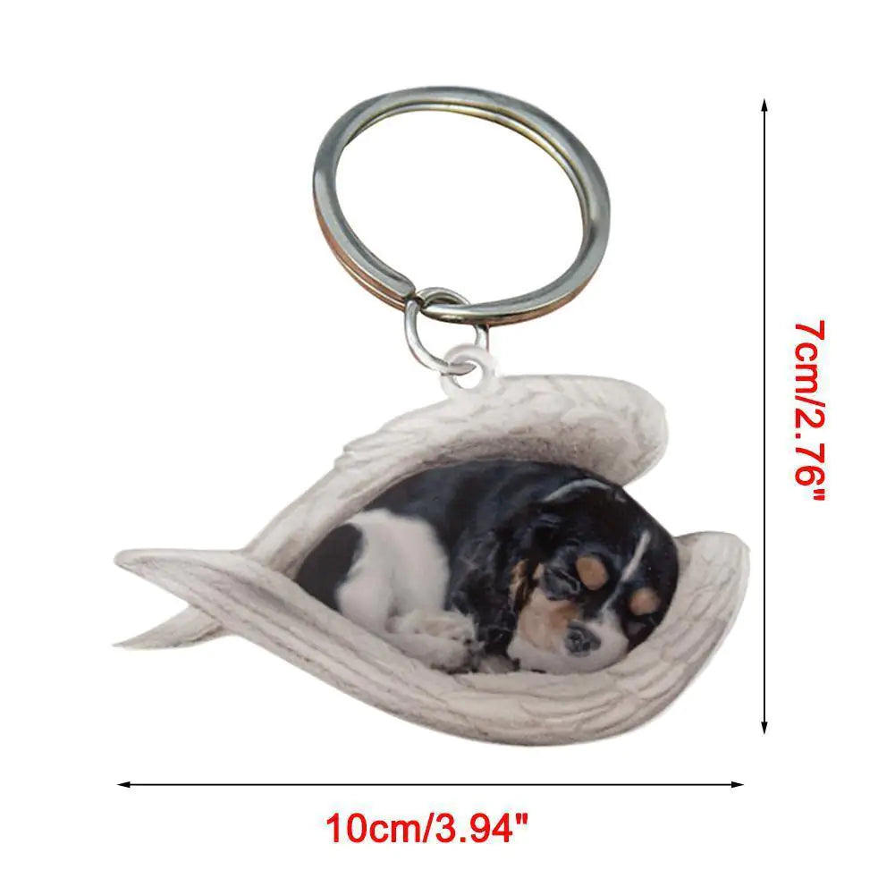 Dog Sleeping Angel Keychains Pfoten Plaza