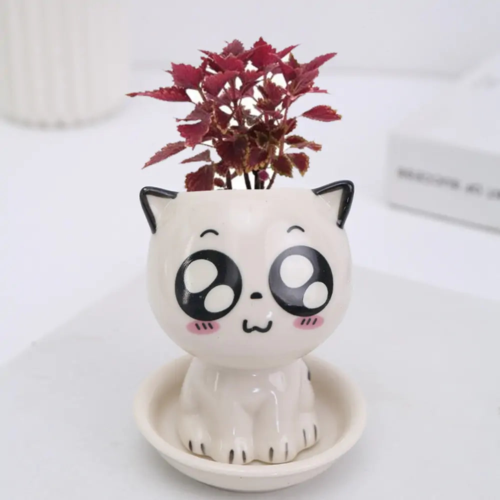 Mini Cat Shaped Cartoon Ceramic Flowerpot Pfoten Plaza