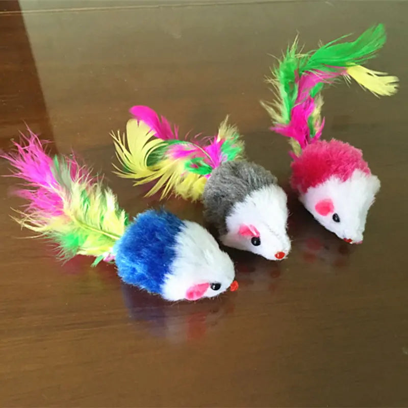 Feathered Fleece Mouse Cat Toys Pfoten Plaza