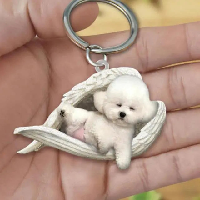 Dog Sleeping Angel Keychains Pfoten Plaza