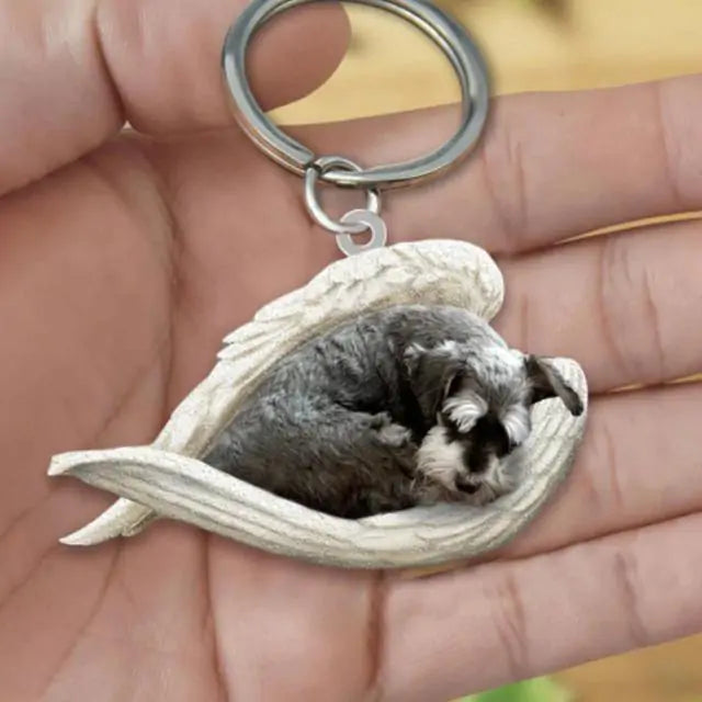 Dog Sleeping Angel Keychains Pfoten Plaza