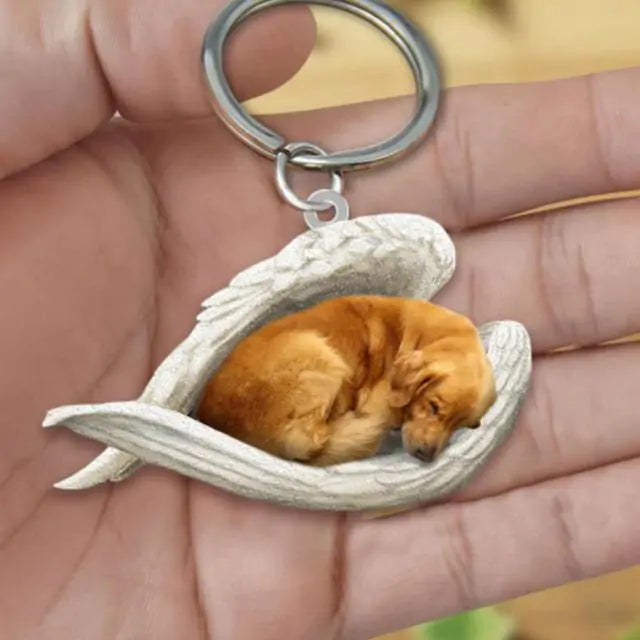 Dog Sleeping Angel Keychains Pfoten Plaza