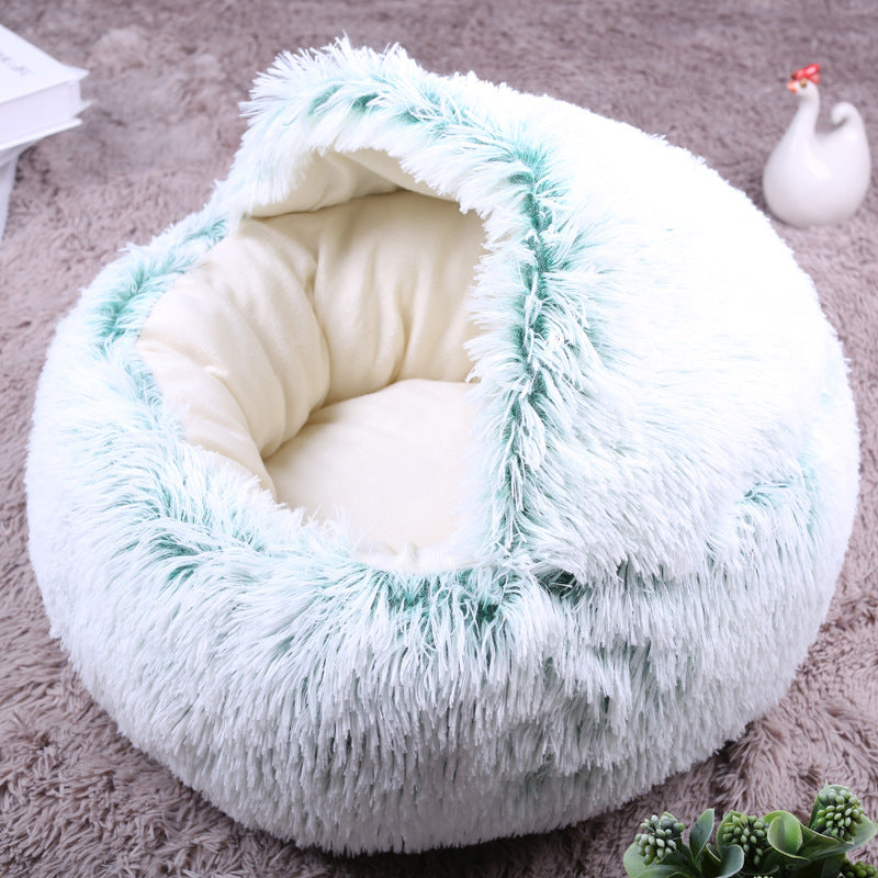 Long hair round dog kennel with lid cat kennel scrape bottom style inside fabric style long hair style Hypersku