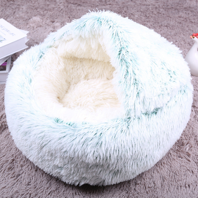 Long hair round dog kennel with lid cat kennel scrape bottom style inside fabric style long hair style Hypersku