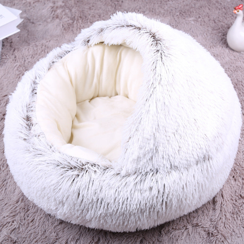 Long hair round dog kennel with lid cat kennel scrape bottom style inside fabric style long hair style Hypersku