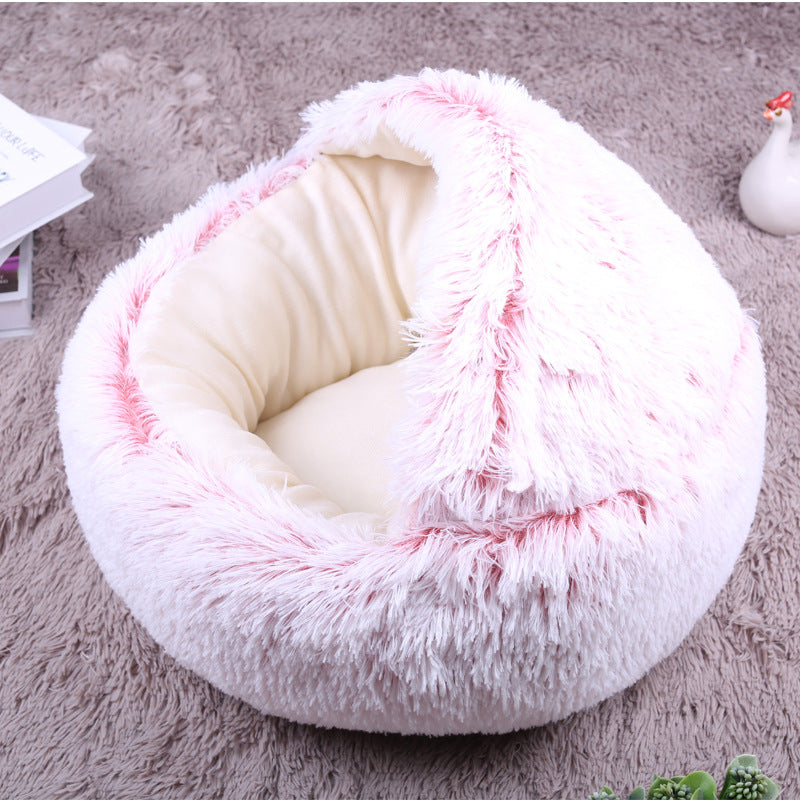 Long hair round dog kennel with lid cat kennel scrape bottom style inside fabric style long hair style Hypersku