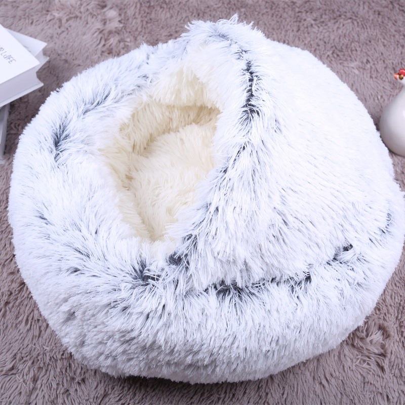 Long hair round dog kennel with lid cat kennel scrape bottom style inside fabric style long hair style Hypersku